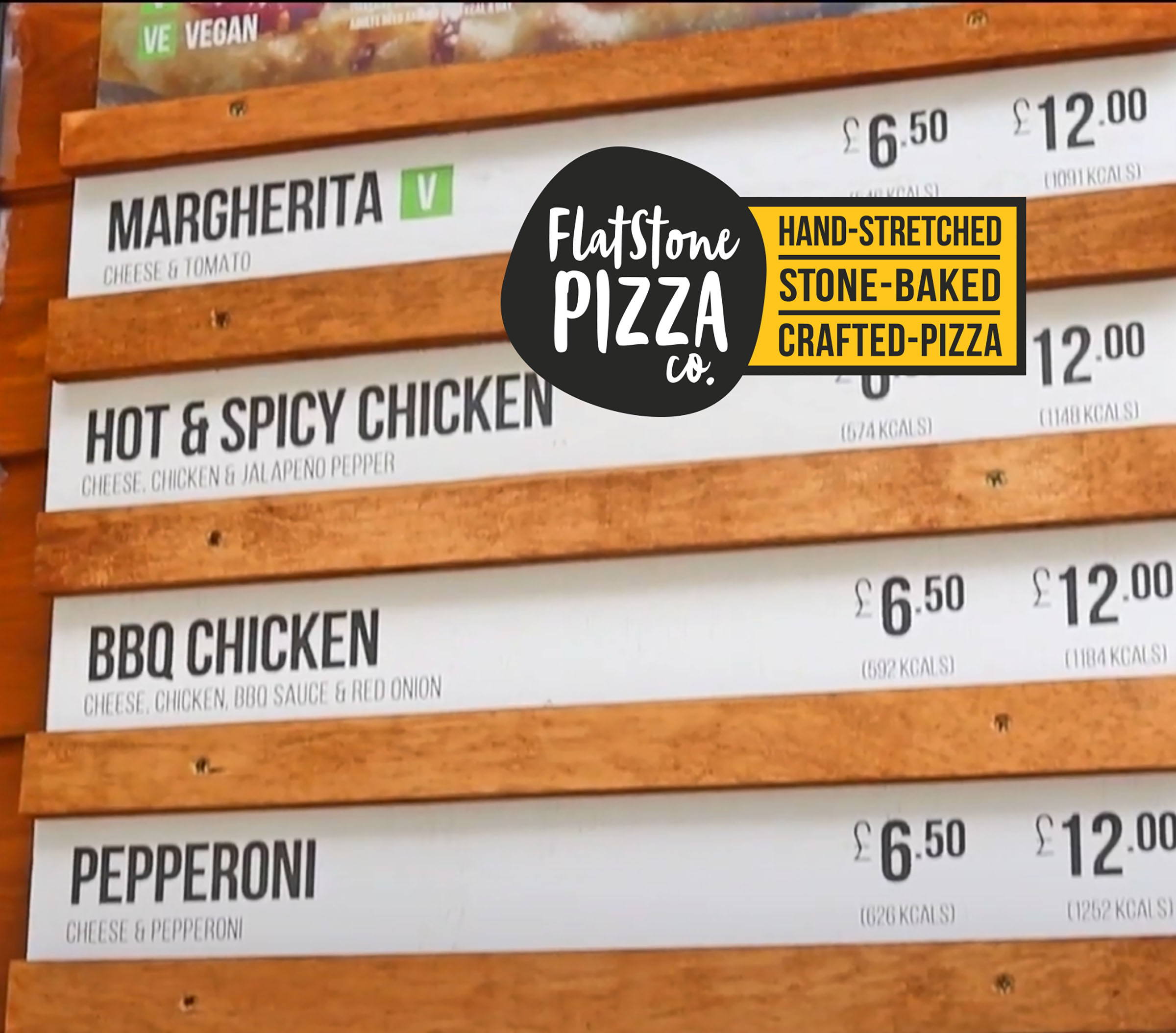 Flatstone Pizza Menu Board